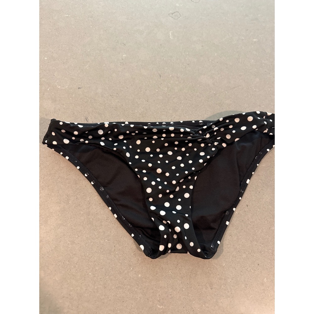 Victoria's Secret Black Polka Dot Bikini‎ Bottoms Swimsuit Women's Size S